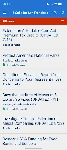Скриншот 1 — 5 Calls: Contact Your Congress