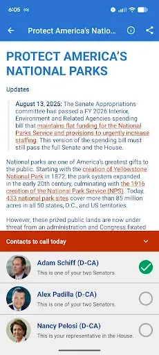 Скриншот 3 — 5 Calls: Contact Your Congress