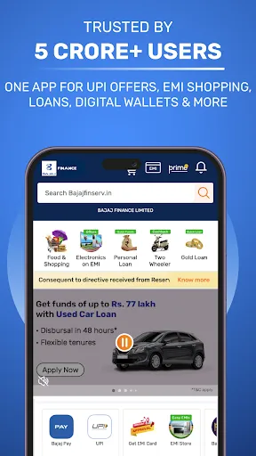 Скриншот 1 — Bajaj Finserv: Loans, UPI & FD