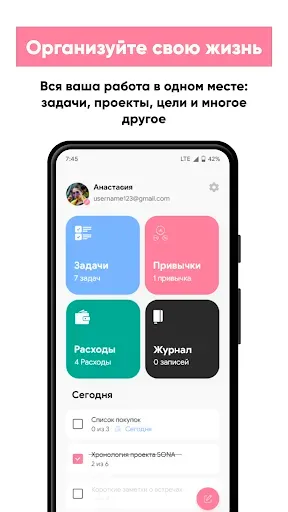 Скриншот 1 — Планировщик жизни