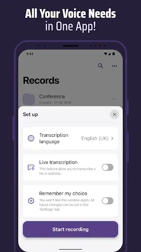 Скриншот 1 — Транскрипция речи: QuickVox