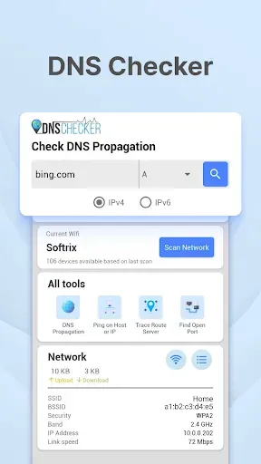 Скриншот 1 — DNS Checker - Сетевой сканер