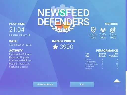 Скриншот 2 — NewsFeed Defenders
