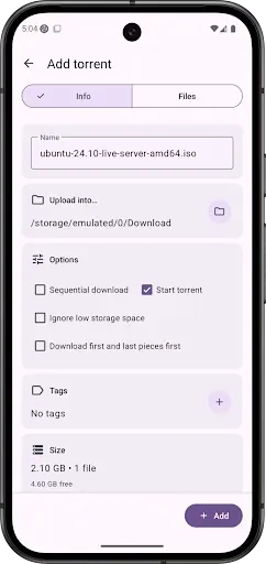 Скриншот 4 — LibreTorrent