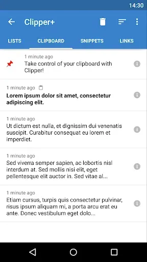Скриншот 1 — Clipper - Clipboard Manager