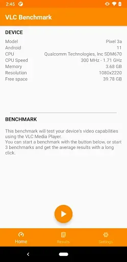 Скриншот 1 — VLC Benchmark