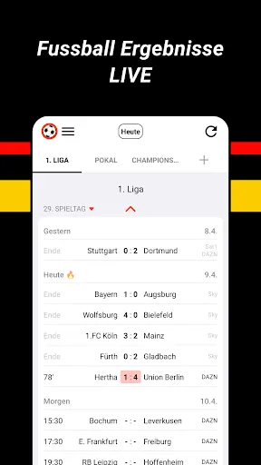 Скриншот 1 — Fußball Ergebnisse (Footy)
