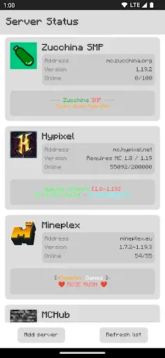 Скриншот 1 — Server Status for MC