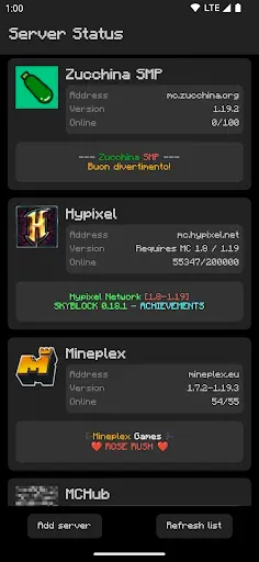 Скриншот 2 — Server Status for MC