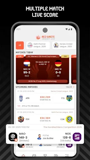 Скриншот 1 — Red White Cricket Live Line