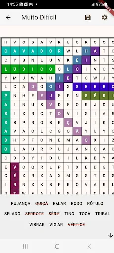 Скриншот 2 — Caça-Palavras Difícil