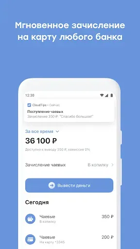 Скриншот 2 — CloudTips: чаевые картой