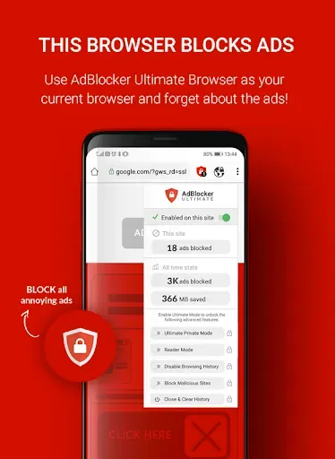 Скриншот 1 — AdBlocker Ultimate Browser