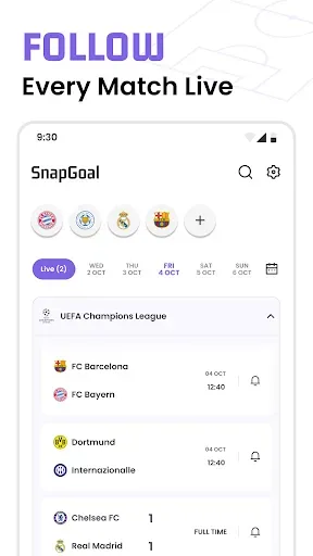 Скриншот 2 — Football Live Scores: SnapGoal