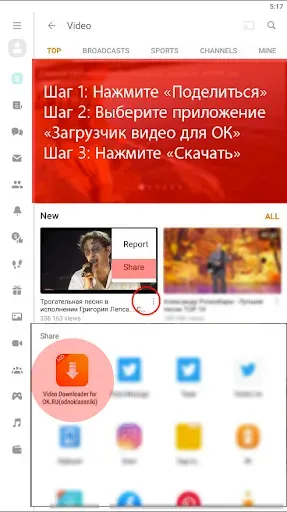 Скриншот 1 — Скачать видео с OK.ru