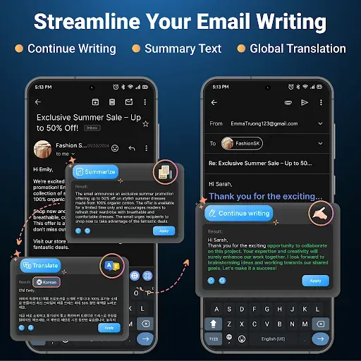 Скриншот 3 — AI Keyboard: Writer, Grammar