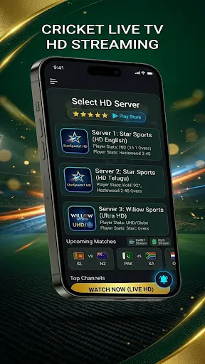 Скриншот 2 — Live Cricket TV HD 2026 Pro+