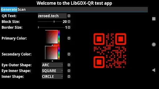 Скриншот 1 — LibGDX-QR Demo