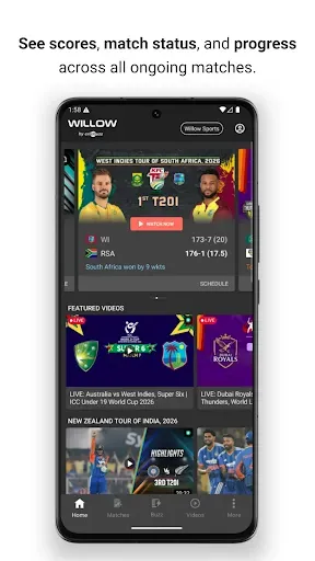 Скриншот 1 — Willow - Watch Live Cricket