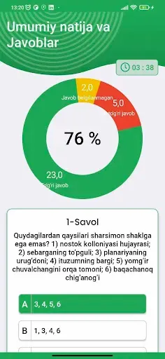 Скриншот 3 — Biologiya fanidan Testlar