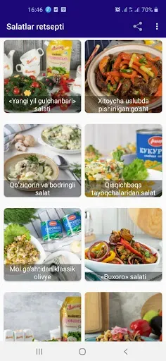 Скриншот 1 — Salatlar retsepti