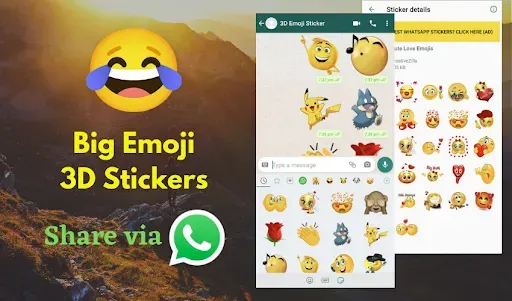 Скриншот 1 — 3D Emoji Stickers for WhatsApp