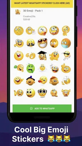 Скриншот 2 — 3D Emoji Stickers for WhatsApp