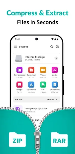 Скриншот 1 — Zip Extractor - UnZIP, UnRAR